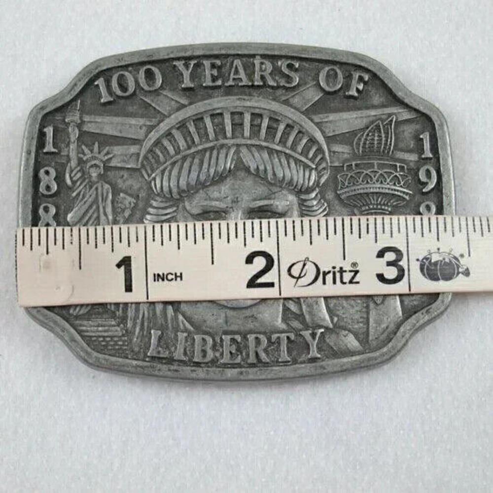 Vintage Belt Buckle Statue of Liberty Pewter Metal 100th Anniversary 1984 - Picture 6 of 14